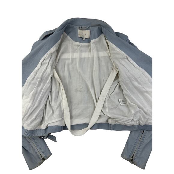 IRO - Ashville Leather Bomber Moto Jacket in Baby Blue - Picture 9 of 11
